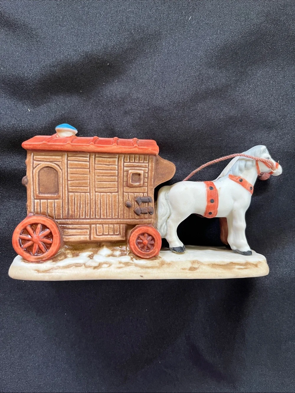 Vtg Lefton Colonial Village VETERINARIAN Horse Drawn Wagon Figurine Christmas